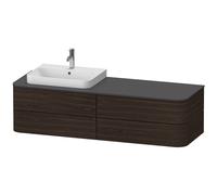 Duravit Happy D.2 Plus Meuble sous-vasque sur console suspendu, 1600x550 mm, 4 tiroirs, pour vasque à poser position à gauche, HP4973L6969, HP4973L6969, Colorazione: Noce spazzolato Impiallacciatura i
