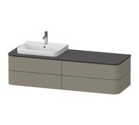 Duravit Happy D.2 Plus Meuble sous-vasque sur console suspendu, 1600x550 mm, 4 tiroirs, pour vasque à poser position à gauche, HP4973L9292, HP4973L9292, Colorazione: Grigio pietra Vernice opaca Seta o