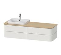 Duravit Happy D.2 Plus Meuble sous-vasque sur console suspendu, 1600x550 mm, 4 tiroirs, pour vasque à poser position à gauche, HP4973L3939, HP4973L3939, Colorazione: Nordic White laccato opaco seta bi