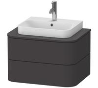 Duravit Happy D.2 Plus Meuble sous-vasque sur console suspendu, 650x480 mm, 2 tiroirs, pour vasque à poser, HP496008080, HP496008080, Colorazione: Decoro grafite super opaco