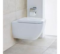 Duravit Happy D.2 WC a parete da 54 cm, senza bordo, con fissaggio a scomparsa (Durafix), colorazione: Colore interno bianco, colore esterno bianco, con Wondergliss