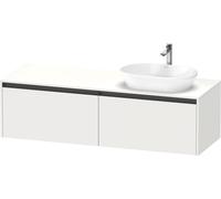 Duravit Ketho.2 bâti-support de lavabo en console, découpe de la vasque à droite, 1600x459x550mm, 2 tiroirs, K24889R18180000, K24889R18180000, Colorazione: Bianco opaco Decor bianco opaco