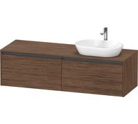 Duravit Ketho.2 bâti-support de lavabo en console, découpe de la vasque à droite, 1600x459x550mm, 2 tiroirs, K24889R21210000, K24889R21210000, Colorazione: Decorazione in noce scuro
