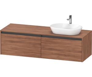 Duravit Ketho.2 bâti-support de lavabo en console, découpe de la vasque à droite, 1600x459x550mm, 2 tiroirs, K24889R79790000, K24889R79790000, Colorazione: Decorazione naturale in noce
