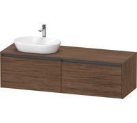 Duravit Ketho.2 bâti-support de lavabo en console, découpe de la vasque à gauche, 1600x459x550mm. 2 tiroirs, K24889L21210000, K24889L21210000, Colorazione: Decorazione in noce scuro