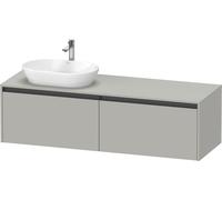 Duravit Ketho.2 bâti-support de lavabo en console, découpe de la vasque à gauche, 1600x459x550mm. 2 tiroirs, K24889L07070000, K24889L07070000, Colorazione: Decoro grigio cemento opaco