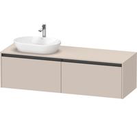Duravit Ketho.2 bâti-support de lavabo en console, découpe de la vasque à gauche, 1600x459x550mm. 2 tiroirs, K24889L91910000, K24889L91910000, Colorazione: Taupe Matt DÃ©cor