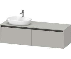 Duravit Ketho.2 bâti-support de lavabo en console, découpe de la vasque à gauche, 1600x459x550mm. 2 tiroirs, K24889L07070000, K24889L07070000, Colorazione: Decoro grigio cemento opaco