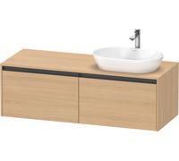 Duravit Ketho.2 bâti-support de lavabo sur console suspendu découpe de la vasque à droite, 1400x459x550mm, 2 tiroirs, K24888R30300000, K24888R30300000, Colorazione: Rovere naturale decorativo