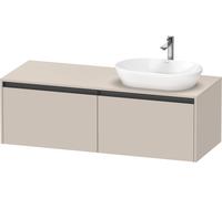 Duravit Ketho.2 bâti-support de lavabo sur console suspendu découpe de la vasque à droite, 1400x459x550mm, 2 tiroirs, K24888R91910000, K24888R91910000, Colorazione: Taupe Matt DÃ©cor