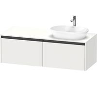 Duravit Ketho.2 bâti-support de lavabo sur console suspendu découpe de la vasque à droite, 1400x459x550mm, 2 tiroirs, K24888R18180000, K24888R18180000, Colorazione: Bianco opaco Decor bianco opaco