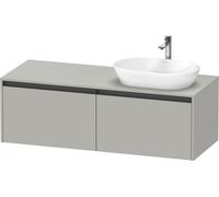 Duravit Ketho.2 bâti-support de lavabo sur console suspendu découpe de la vasque à droite, 1400x459x550mm, 2 tiroirs, K24888R07070000, K24888R07070000, Colorazione: Decoro grigio cemento opaco