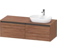 Duravit Ketho.2 bâti-support de lavabo sur console suspendu découpe de la vasque à droite, 1400x459x550mm, 2 tiroirs, K24888R79790000, K24888R79790000, Colorazione: Decorazione naturale in noce
