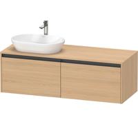 Duravit Ketho.2 bâti-support de lavabo sur console suspendu, découpe de la vasque à gauche, 1400x459x550mm, 2 tiroirs, K24888L30300000, K24888L30300000, Colorazione: Rovere naturale decorativo