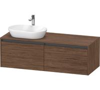 Duravit Ketho.2 bâti-support de lavabo sur console suspendu, découpe de la vasque à gauche, 1400x459x550mm, 2 tiroirs, K24888L21210000, K24888L21210000, Colorazione: Decorazione in noce scuro