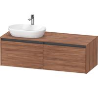Duravit Ketho.2 bâti-support de lavabo sur console suspendu, découpe de la vasque à gauche, 1400x459x550mm, 2 tiroirs, K24888L79790000, K24888L79790000, Colorazione: Decorazione naturale in noce
