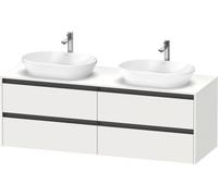Duravit Ketho.2 bâti-support de lavabo sur console suspendu, découpe du bassin des deux côtés, 1600x568x550mm, 4 tiroirs, K24899B18180000, K24899B18180000, Colorazione: Bianco opaco Decor bianco opaco
