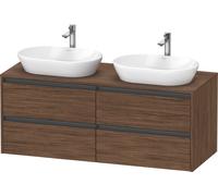 Duravit Ketho.2 bâti-support pour lavabo, découpe de la vasque des deux côtés, 1400x568x550mm, K24898B21210000, K24898B21210000, Colorazione: Decorazione in noce scuro