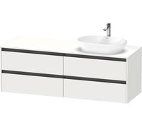 Duravit Ketho.2 plan de toilette sur console suspendu, découpe de la vasque à droite, 1600x568x550mm, 4 tiroirs, K24899R18180000, K24899R18180000, Colorazione: Bianco opaco Decor bianco opaco