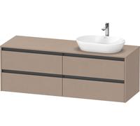 Duravit Ketho.2 plan de toilette sur console suspendu, découpe de la vasque à droite, 1600x568x550mm, 4 tiroirs, K24899R75750000, K24899R75750000, Colorazione: Decoro opaco in lino