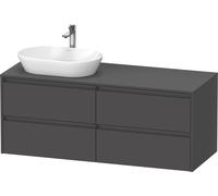 Duravit Ketho.2 plan de toilette sur console suspendu, découpe de la vasque à gauche, 1400x568x550mm, 4 tiroirs, K24898L49490000, K24898L49490000, Colorazione: Grafite opaco Decor
