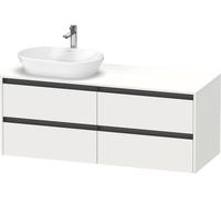 Duravit Ketho.2 plan de toilette sur console suspendu, découpe de la vasque à gauche, 1400x568x550mm, 4 tiroirs, K24898L18180000, K24898L18180000, Colorazione: Bianco opaco Decor bianco opaco