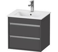 Duravit Ketho meuble sous-lavabo mural Compact 6444, 2 tiroirs, avec découpe pour siphon et tablier, 600mm, pour ME by Starck 233653, KT644404949, KT644404949, Colorazione: Grafite opaco Decor
