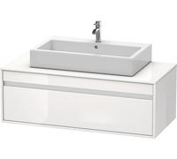 Duravit Ketho Vanity mobile da parete 6696, 1 estraibile, 1200mm, per 1 lavabo da appoggio, centrico, Colore (anteriore/corpo): Decoro bianco lucido