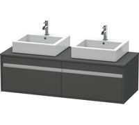 Duravit Ketho Meuble sous-lavabo sur console suspendu, 1400x426x550 mm, 2 tiroirs, pour 2 vasques à poser, des deux côtés, KT6697B4949, KT6697B4949, Colorazione: Grafite opaco Decor
