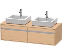 Duravit Ketho Meuble sous-lavabo sur console suspendu, 1400x426x550 mm, 2 tiroirs, pour 2 vasques à poser, des deux côtés, KT6697B3030, KT6697B3030, Colorazione: Rovere naturale decorativo