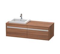 Duravit Ketho Meuble sous-lavabo sur console suspendu, 1400x426x550 mm, 2 tiroirs, pour lavabo à encastrer, position à gauche, KT6797L7979, KT6797L7979, Colorazione: Decorazione naturale in noce