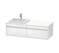 Duravit Ketho Meuble sous-lavabo sur console suspendu, 1400x426x550 mm, 2 tiroirs, pour lavabo à encastrer, position à gauche, KT6797L2222, KT6797L2222, Colorazione: Decoro bianco lucido