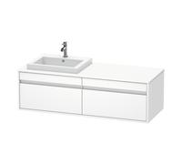 Duravit Ketho Meuble sous-lavabo sur console suspendu, 1400x426x550 mm, 2 tiroirs, pour lavabo à encastrer, position à gauche, KT6797L1818, KT6797L1818, Colorazione: Bianco opaco Decor bianco opaco