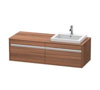 Duravit Ketho Meuble sous-lavabo sur console suspendu, 1400x426x550 mm, 2 tiroirs, pour lavabo à encastrer, position à droite, KT6797R7979, KT6797R7979, Colorazione: Decorazione naturale in noce