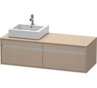Duravit Ketho Meuble sous-lavabo sur console suspendu, 1400x426x550 mm, 2 tiroirs, pour vasque à poser, position à gauche, KT6697L7575, KT6697L7575, Colorazione: Arredamento in lino