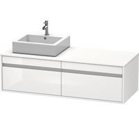 Duravit Ketho Meuble sous-lavabo sur console suspendu, 1400x426x550 mm, 2 tiroirs, pour vasque à poser, position à gauche, KT6697L2222, KT6697L2222, Colorazione: Decoro bianco lucido
