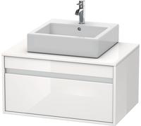 Duravit Ketho Meuble sous-lavabo sur console suspendu, 800x426x550 mm, 1 tiroir,pour vasque à poser au centre, KT669402222, KT669402222, Colorazione: Decoro bianco lucido
