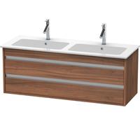 Duravit Ketho Meuble sous-lavabo suspendu 6432, 2 tiroirs, avec découpe pour siphon et tablier, 1270mm, pour ME par Starck 233613, KT643207979, KT643207979, Colorazione: Decorazione naturale in noce