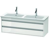 Duravit Ketho Meuble sous-lavabo suspendu 6432, 2 tiroirs, avec découpe pour siphon et tablier, 1270mm, pour ME par Starck 233613, KT643202222, KT643202222, Colorazione: Decoro bianco lucido