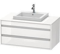Duravit Ketho Meuble sous-vasque sur console suspendu, 1000x496x550 mm, 2 tiroirs, pour lavabo à encastrer au centre, KT675502222, KT675502222, Colorazione: Decoro bianco lucido