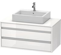 Mobile contenitore Duravit Ketho Vanity a parete 6655, 2 cassetti, 1000mm, per lavabo da appoggio, centrico, Colore (anteriore/corpo): Decoro bianco lucido