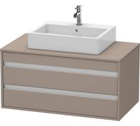 Duravit Ketho Meuble sous-vasque sur console suspendu, 1000x496x550 mm, 2 tiroirs, pour vasque à poser au centre, KT665504343, KT665504343, Colorazione: Basalto opaco decoro opaco