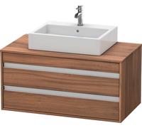 Duravit Ketho Meuble sous-vasque sur console suspendu, 1000x496x550 mm, 2 tiroirs, pour vasque à poser au centre, KT665507979, KT665507979, Colorazione: Decorazione naturale in noce