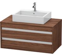 Duravit Ketho Meuble sous-vasque sur console suspendu, 1000x496x550 mm, 2 tiroirs, pour vasque à poser au centre, KT665502121, KT665502121, Colorazione: Decoro noce scuro