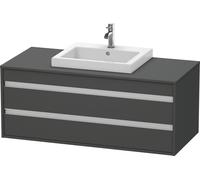 Duravit Ketho Meuble sous-vasque sur console suspendu, 1200x496x550 mm, 2 tiroirs, pour lavabo à encastrer au centre, KT675604949, KT675604949, Colorazione: Grafite opaco Decor