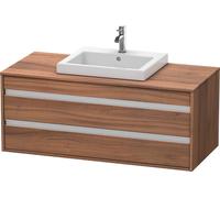 Duravit Ketho Meuble sous-vasque sur console suspendu, 1200x496x550 mm, 2 tiroirs, pour lavabo à encastrer au centre, KT675607979, KT675607979, Colorazione: Decorazione naturale in noce