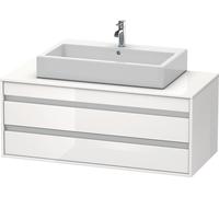 Duravit Ketho Meuble sous-vasque sur console suspendu, 1200x496x550 mm, 2 tiroirs, pour lavabo à poser au centre, KT665602222, KT665602222, Colorazione: Decoro bianco lucido