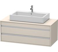 Duravit Ketho Meuble sous-vasque sur console suspendu, 1200x496x550 mm, 2 tiroirs, pour lavabo à poser au centre, KT665609191, KT665609191, Colorazione: Decoro taupe opaco