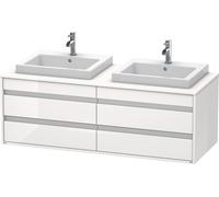 Duravit Ketho Meuble sous-vasque sur console suspendu, 1400x496x550 mm, 4 tiroirs, pour 2 lavabos à encastrer, des deux côtés, KT6757B2222, KT6757B2222, Colorazione: Decoro bianco lucido