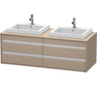 Duravit Ketho Meuble sous-vasque sur console suspendu, 1400x496x550 mm, 4 tiroirs, pour 2 lavabos à encastrer, des deux côtés, KT6757B7575, KT6757B7575, Colorazione: Arredamento in lino